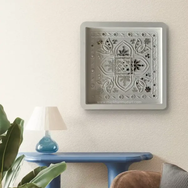 Lotus Elegance Lippan Art | Embroidery-Inspired Wall Décor