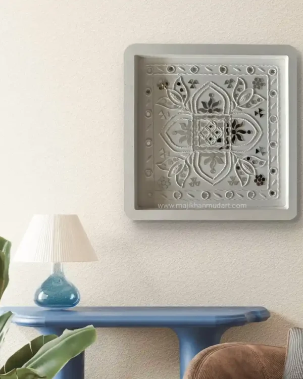Lotus Elegance Lippan Art | Embroidery-Inspired Wall Décor