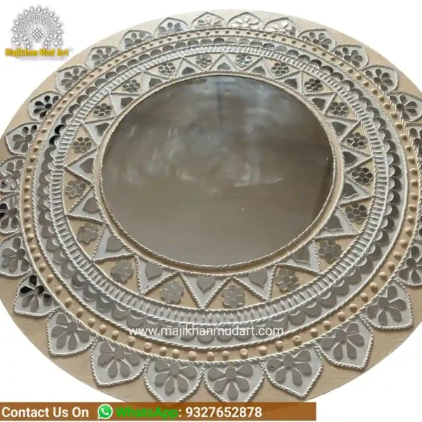 Mud work round mirror| Lippan art mirror| home decor - Image 4