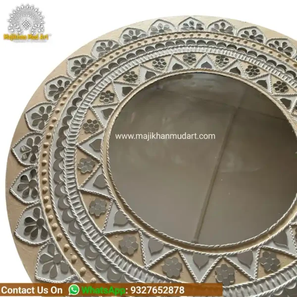 Mud work round mirror| Lippan art mirror| home decor - Image 3