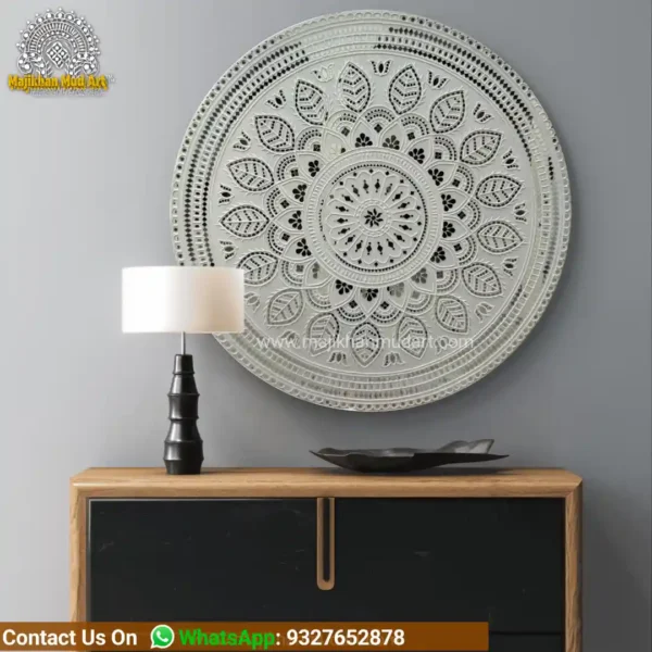 Special intricate Mutva Mud work round large piece| Lippan art round frame| home decor