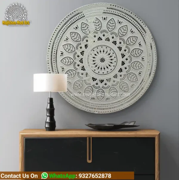 Special intricate Mutva Mud work round large piece| Lippan art round frame| home decor