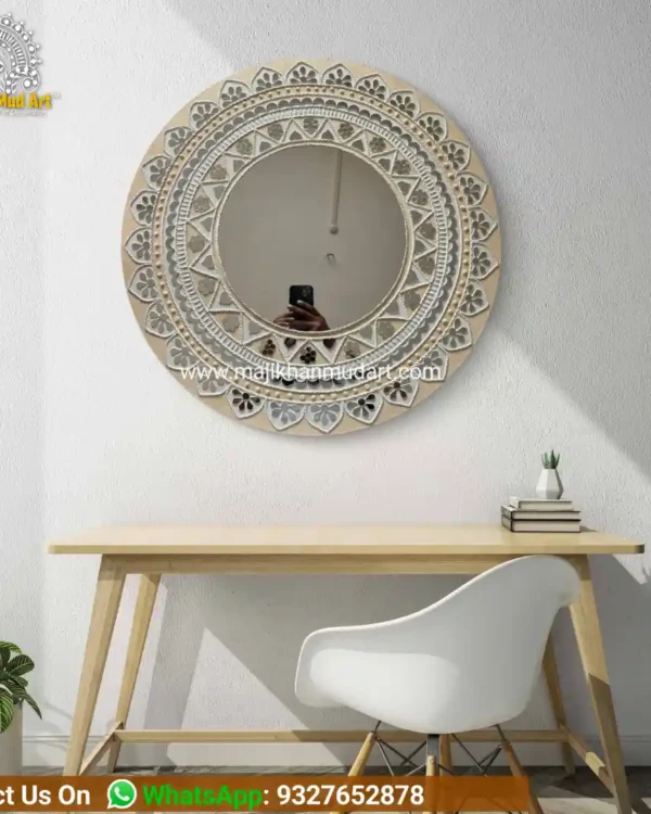 Mud work round mirror| Lippan art mirror| home decor
