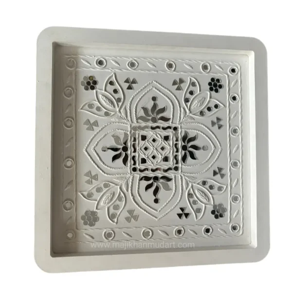 Lotus Elegance Lippan Art | Embroidery-Inspired Wall Décor - Image 4